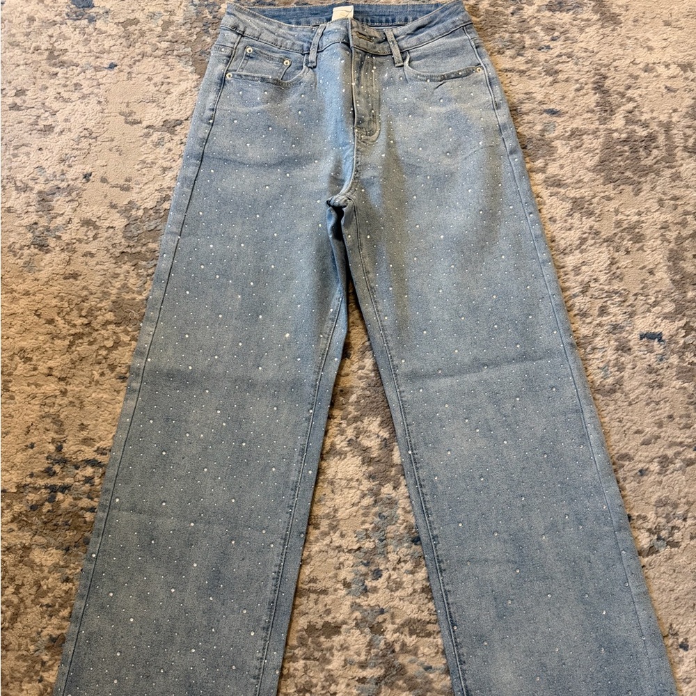 Women's Rhinestone Straight Leg Jeans